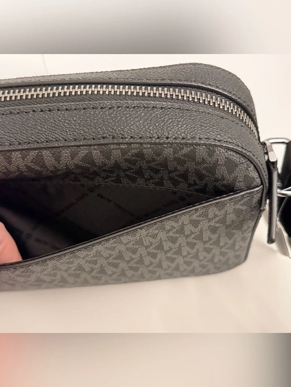 Michael Kors White and Black MK Logo Men’s Crossbody and Wallet Set